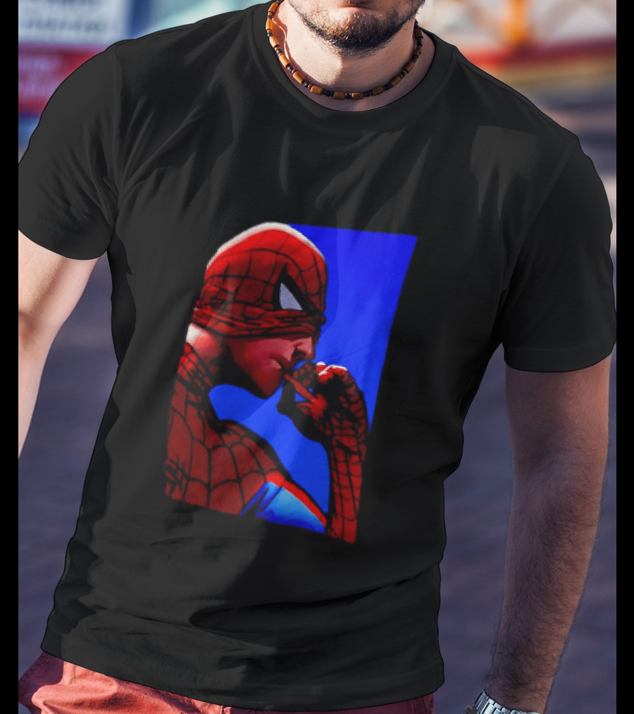 Spider Man Smoking Reaction Meme Awkward Superhero T-Shirt