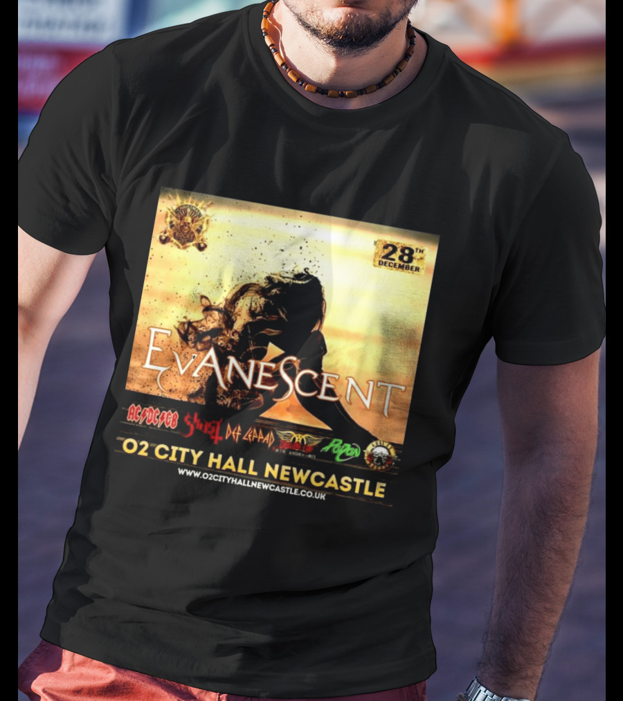 Evanescent Live At O2 City Hall Newcastle With AC/DC Ghost Def Leppard And Poison December 28th T-Shirt