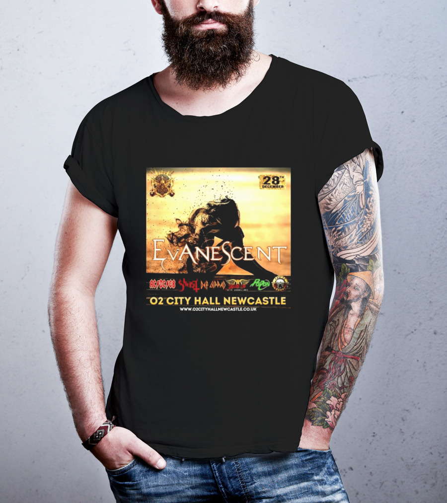 Evanescent Live At O2 City Hall Newcastle With AC/DC Ghost Def Leppard And Poison December 28th T-Shirt