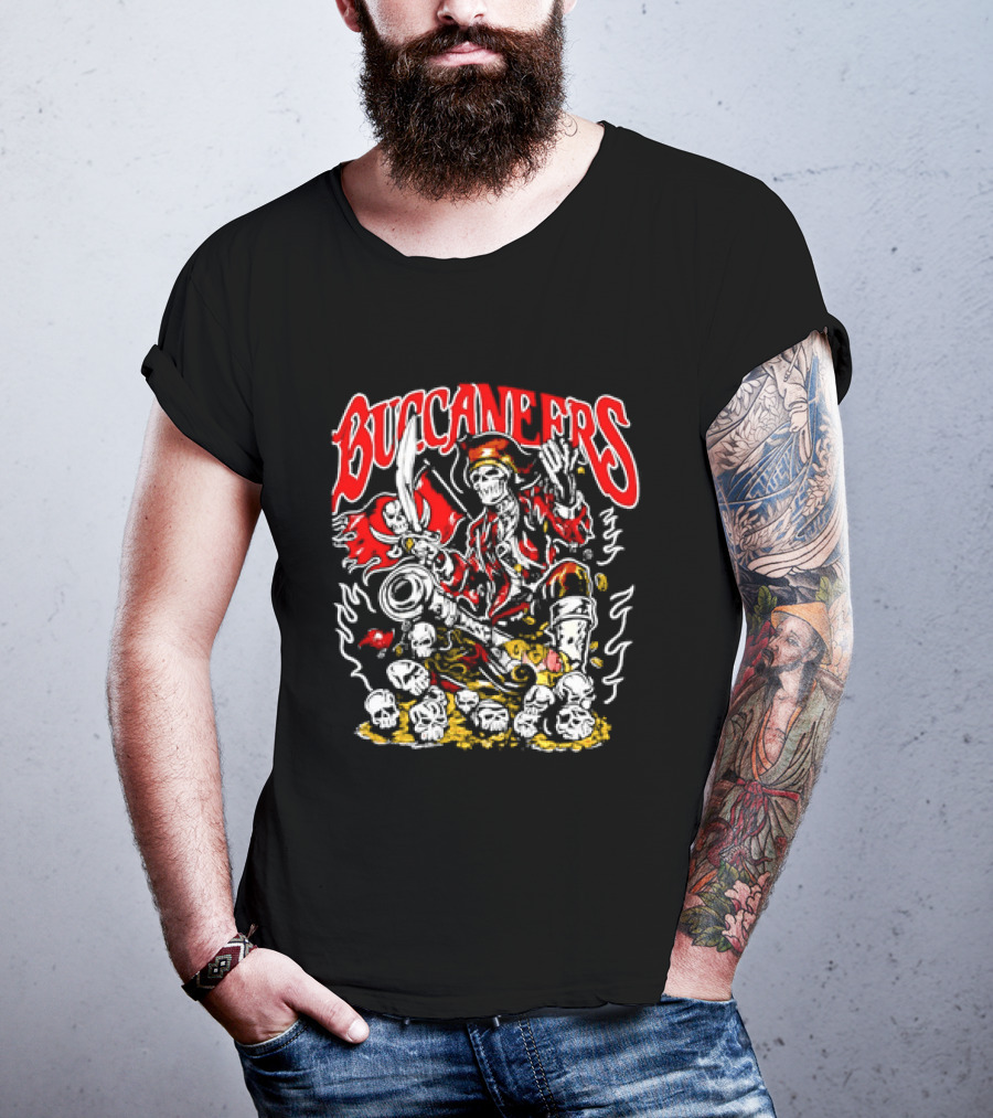 Tampa Bay Buccaneers Pirate Skeleton With Treasure Chest T-Shirt