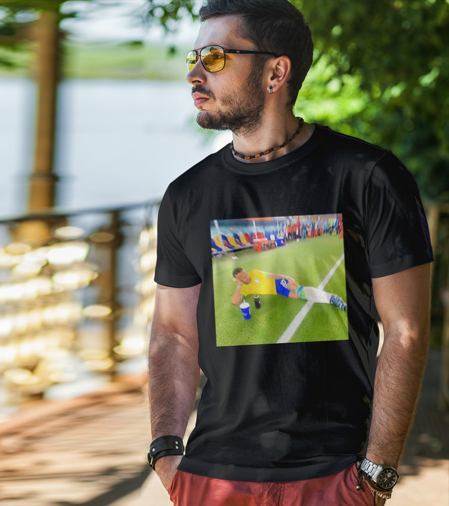 Neymar Jr Brazil Number 10 Relaxing Pitch Meme Iconic Soccer Moment T-Shirt