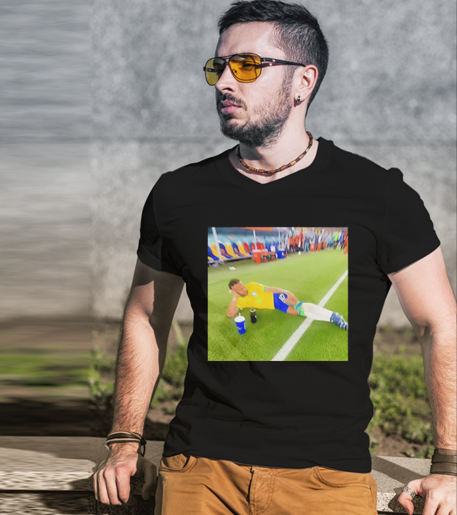 Neymar Jr Brazil Number 10 Relaxing Pitch Meme Iconic Soccer Moment T-Shirt