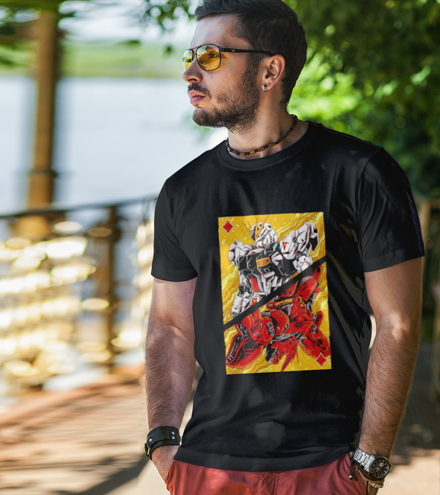 Nu Gundam Sazabi Mobile Suit Gundam Char's Counterattack Playing Card T-Shirt
