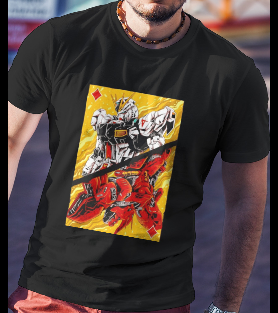 Nu Gundam Sazabi Mobile Suit Gundam Char's Counterattack Playing Card T-Shirt