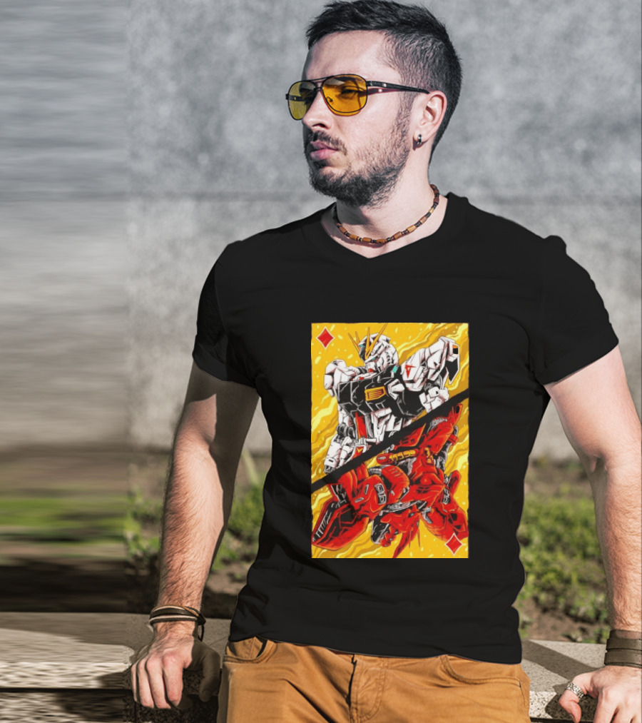 Nu Gundam Sazabi Mobile Suit Gundam Char's Counterattack Playing Card T-Shirt
