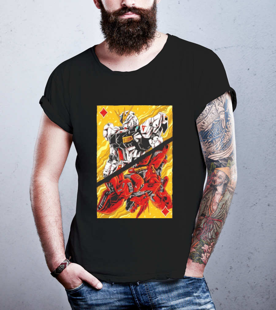 Nu Gundam Sazabi Mobile Suit Gundam Char's Counterattack Playing Card T-Shirt