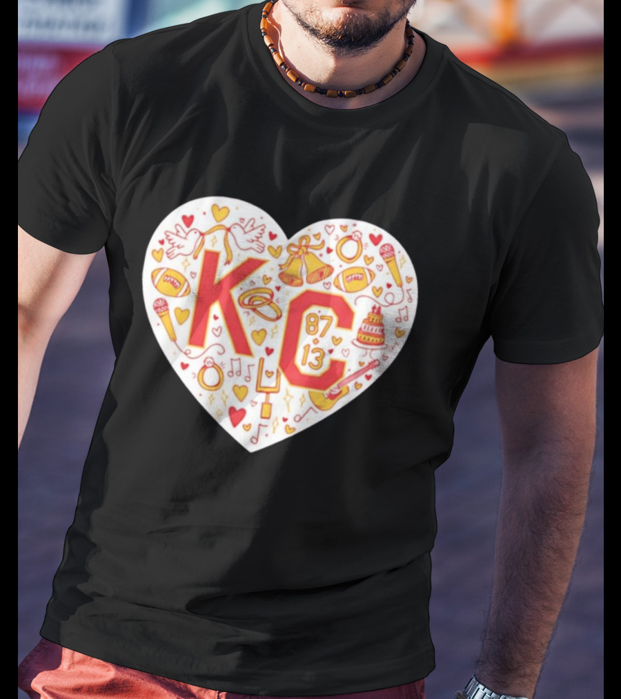 Travis Kelce Taylor KC 87 13 Kansas City Chiefs Football Love Heart T-Shirt