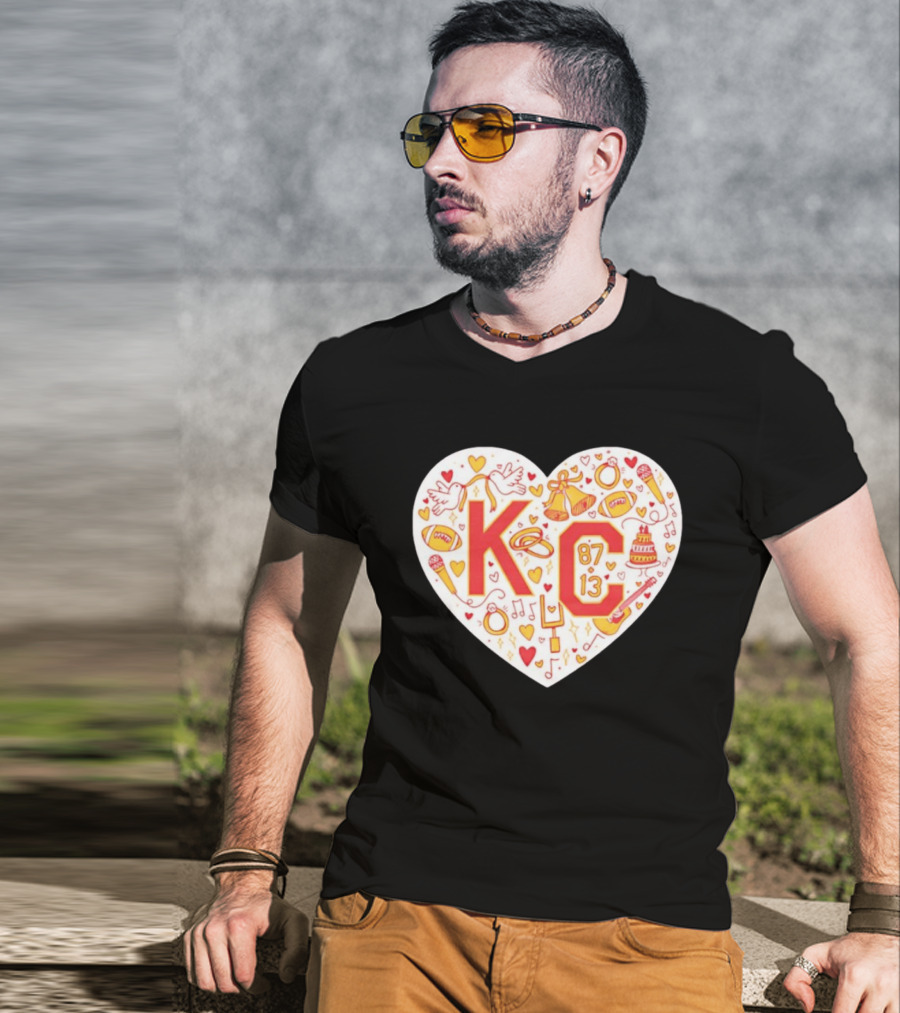 Travis Kelce Taylor KC 87 13 Kansas City Chiefs Football Love Heart T-Shirt