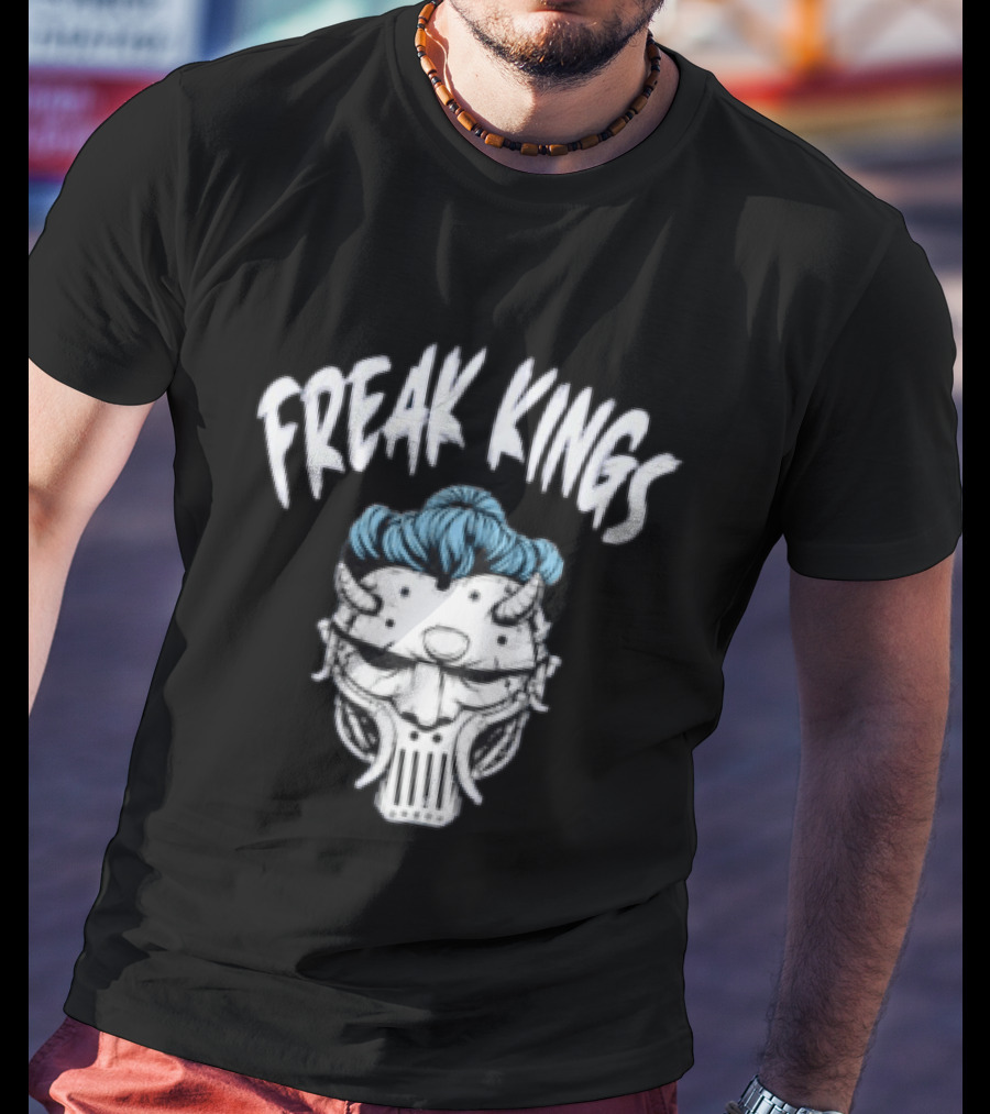 Freak Kings Horned Mask With Blue Hair Wyatt Russell Jackson T-Shirt