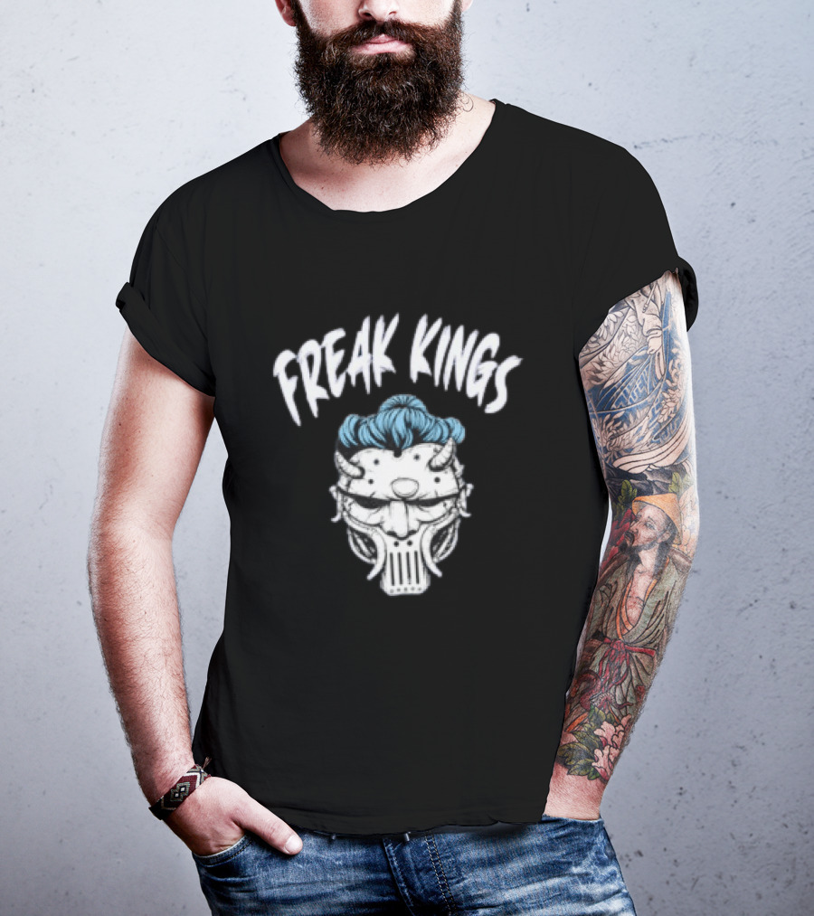 Freak Kings Horned Mask With Blue Hair Wyatt Russell Jackson T-Shirt