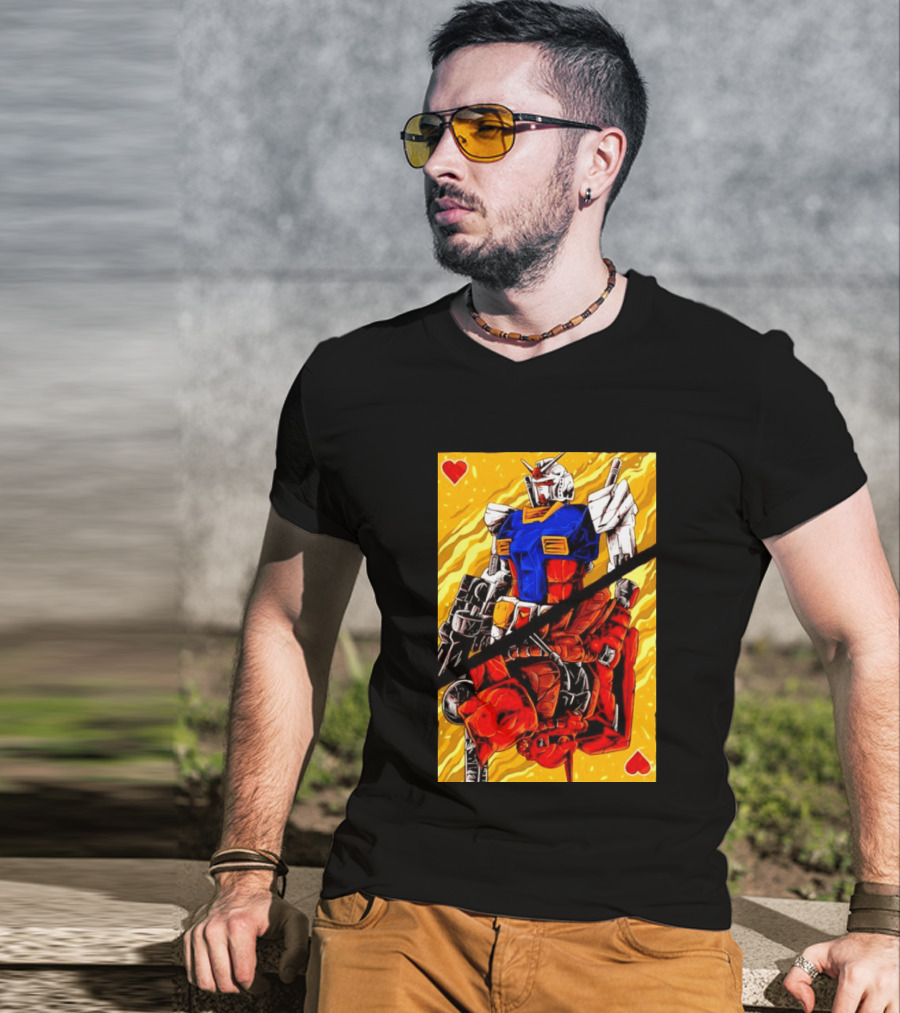 RX 78 2 Gundam Mobile Suit King Of Hearts Playing Card T-Shirt