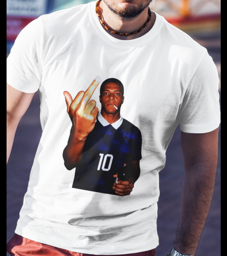 Kylian Mbappe Number 10 Edgy Gesture With Cigarette And Drink T-Shirt