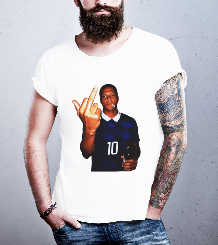 Kylian Mbappe Number 10 Edgy Gesture With Cigarette And Drink T-Shirt