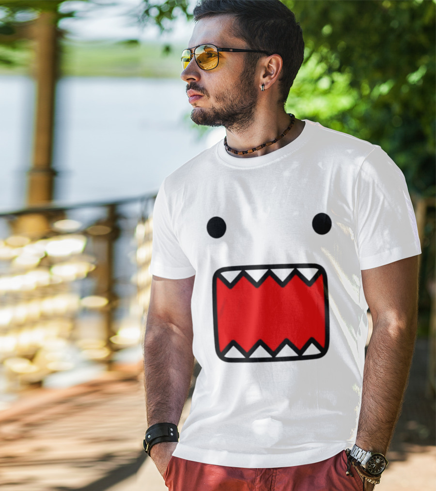 Domo Face Red And Pink Contrast T-Shirt