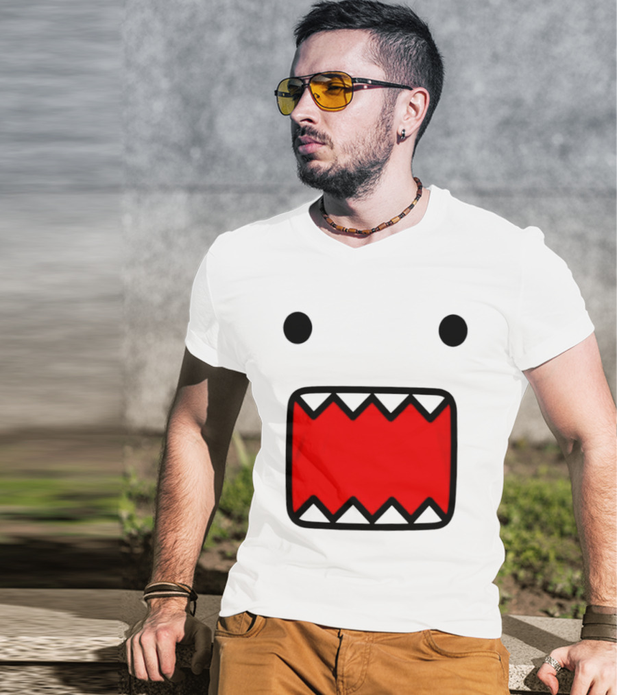 Domo Face Red And Pink Contrast T-Shirt
