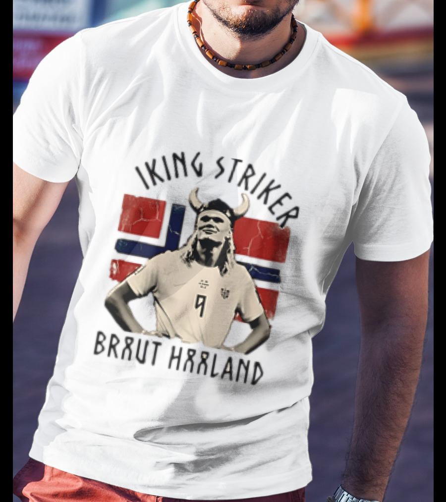 Braut Haaland Viking Striker Norway Flag T-Shirt