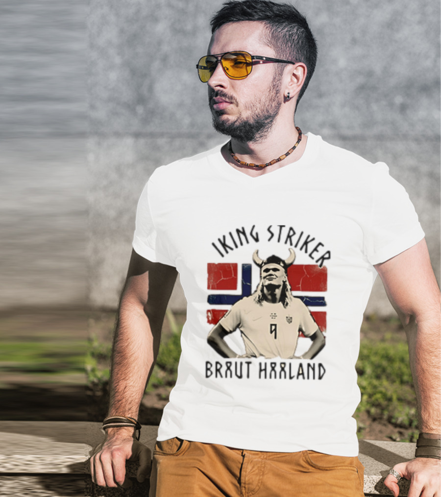 Braut Haaland Viking Striker Norway Flag T-Shirt