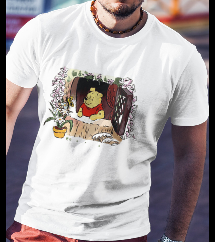 Winnie The Pooh Breathe It's A New Day Inspirational Morning Window Scene T-Shirt