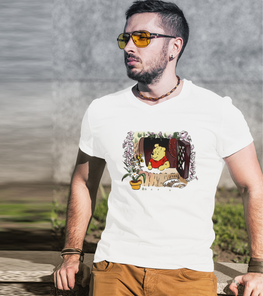 Winnie The Pooh Breathe It's A New Day Inspirational Morning Window Scene T-Shirt