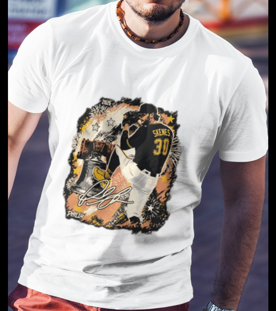 Pittsburgh Pirates Paul Skenes 30 MLB Players All Star Philly Collaboration Liberty Bell Fireworks T-Shirt