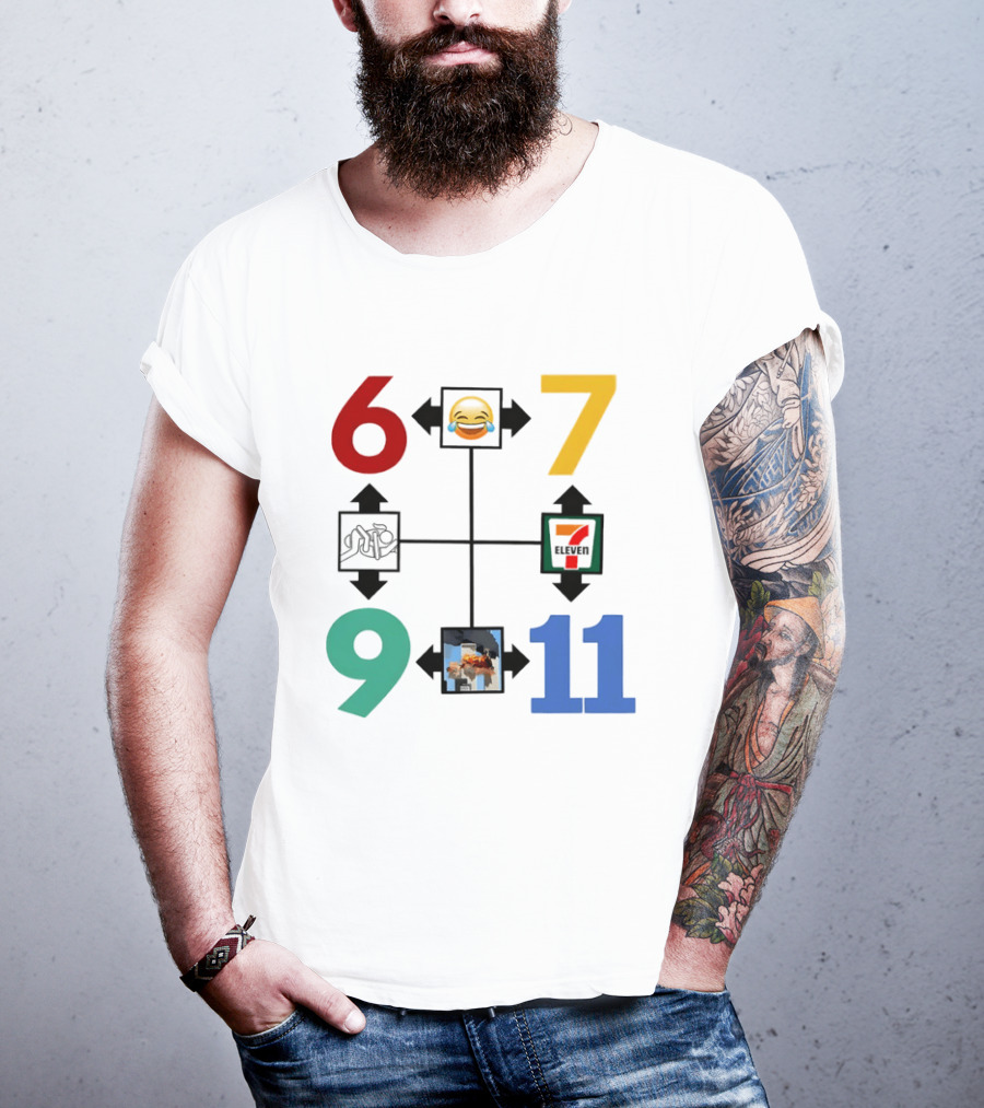 Six Seven 6 7 9 11 Emoji Wojak Meme Diagram Edgy Dark Humor T-Shirt