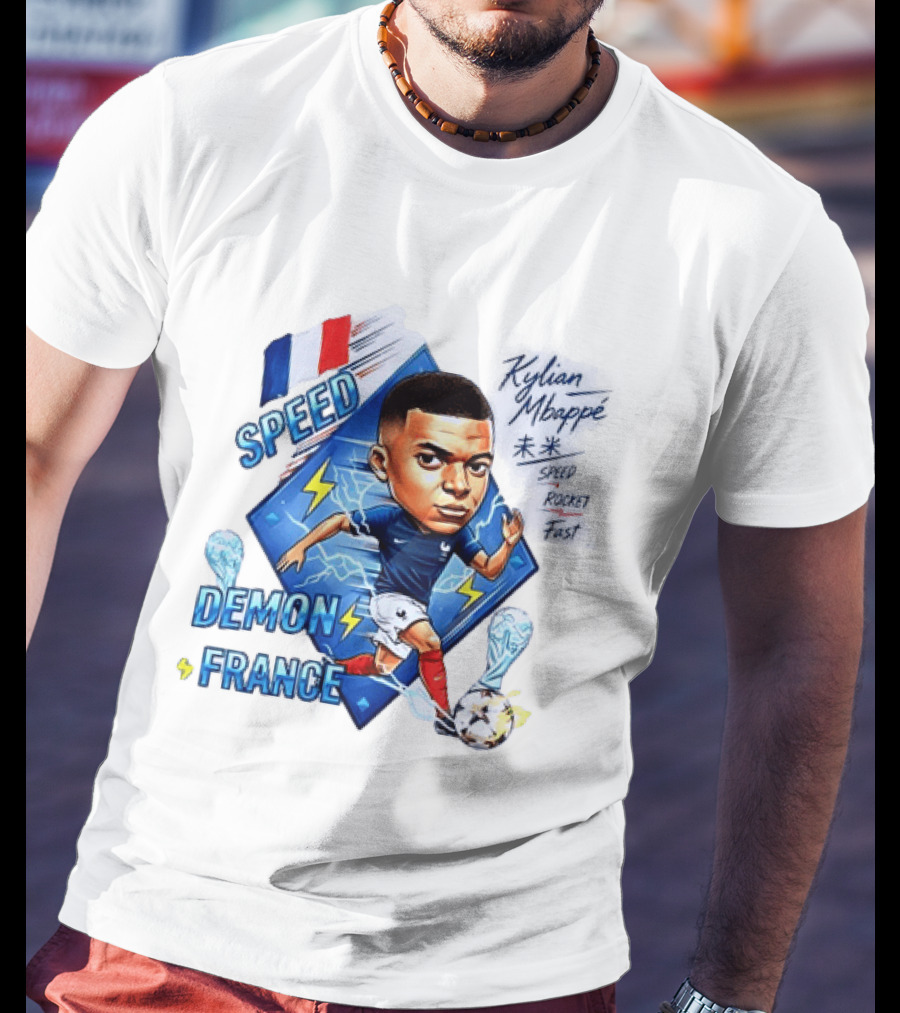 Kylian Mbappe Speed Demon France Future Rocket Fast Lightning Soccer Hero T-Shirt