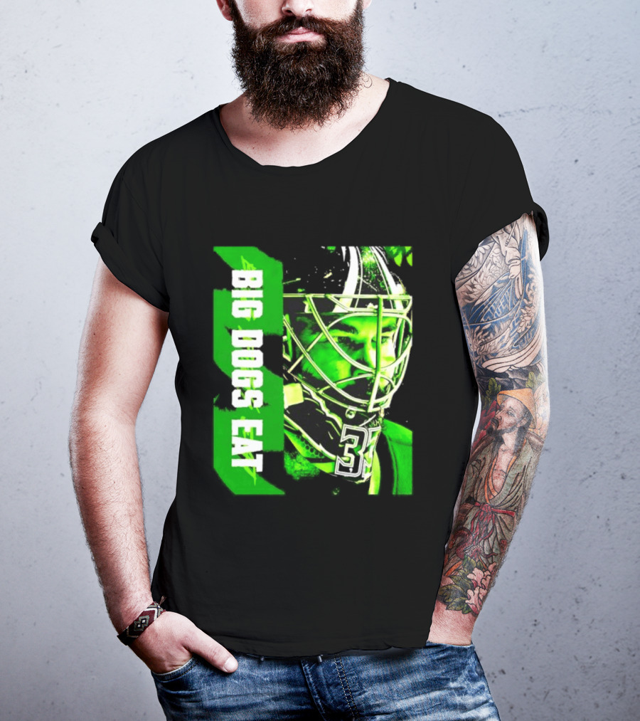 Big Dogs Eat Hockey Goalie 33 Green Masked Player T-Shirt