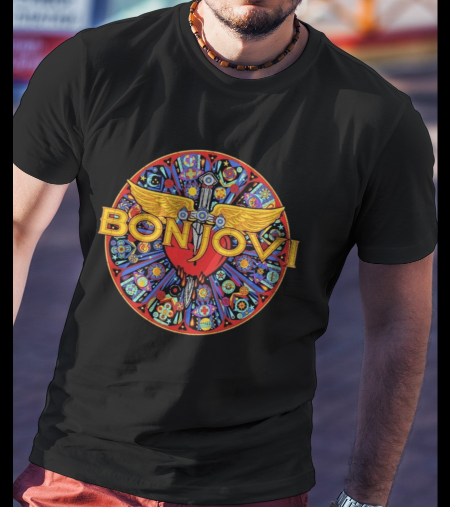 Bon Jovi Heart Dagger Stained Glass Art 2026 Tour T-Shirt