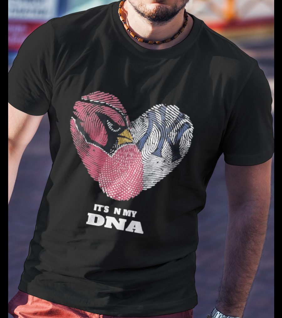 Cardinals Yankees It's In My DNA Fingerprint Heart Fan T-Shirt