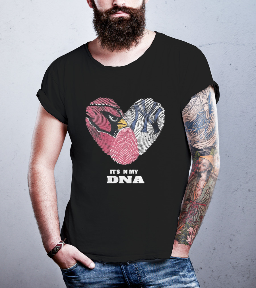Cardinals Yankees It's In My DNA Fingerprint Heart Fan T-Shirt