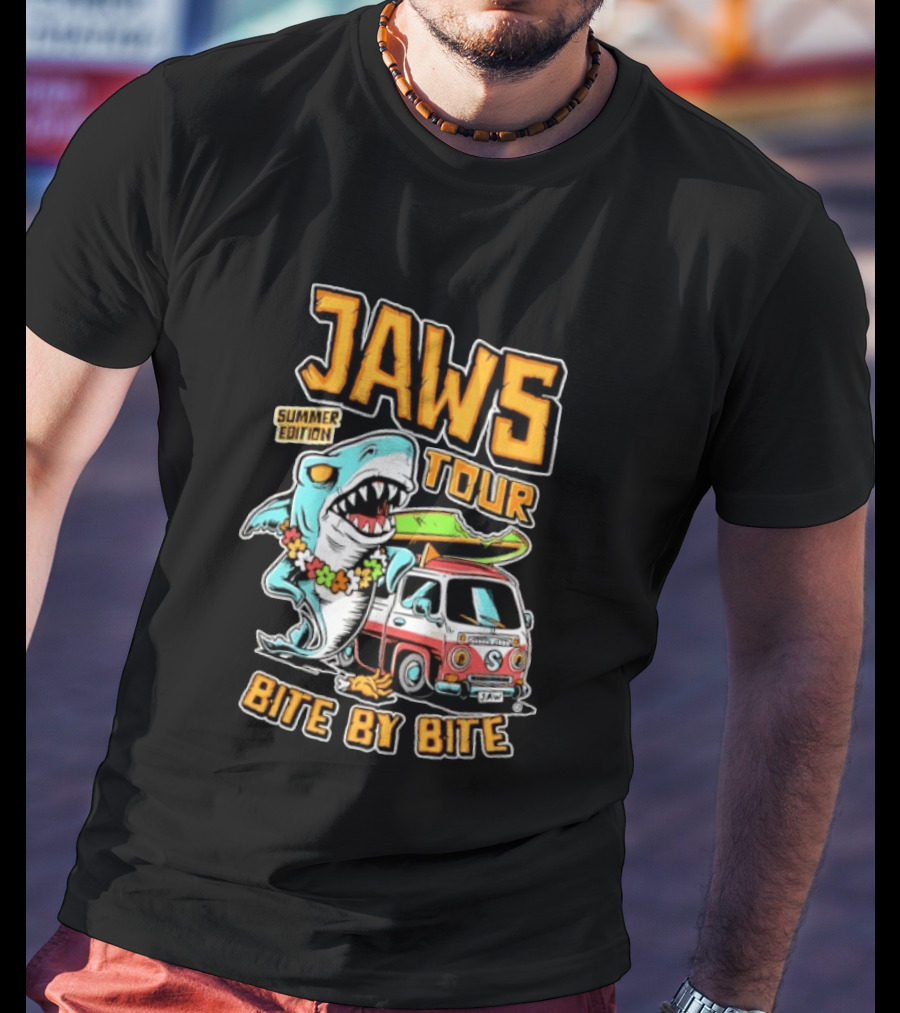 Jaws Tour Summer Edition Bite By Bite Surf Van Adventure T-Shirt