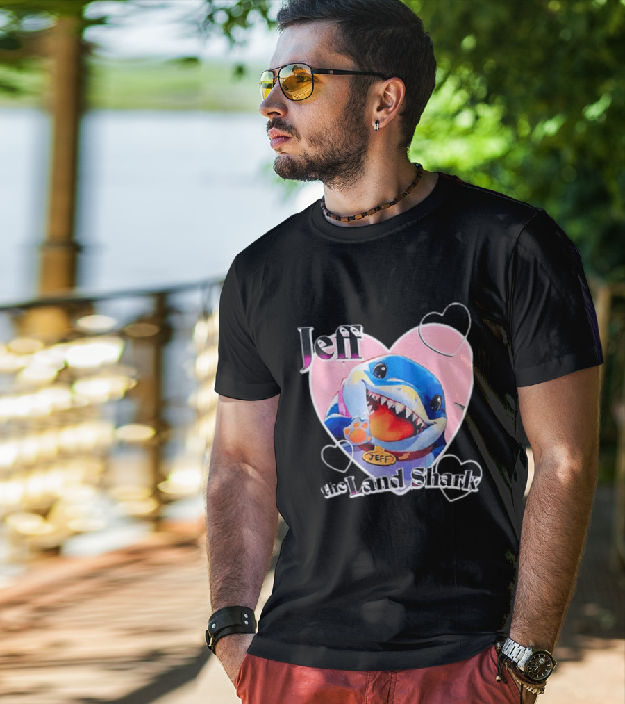 Jeff The Land Shark Heart Pink Love Hearts T-Shirt