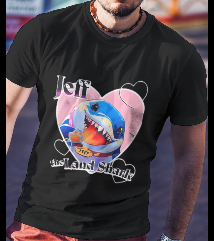 Jeff The Land Shark Heart Pink Love Hearts T-Shirt