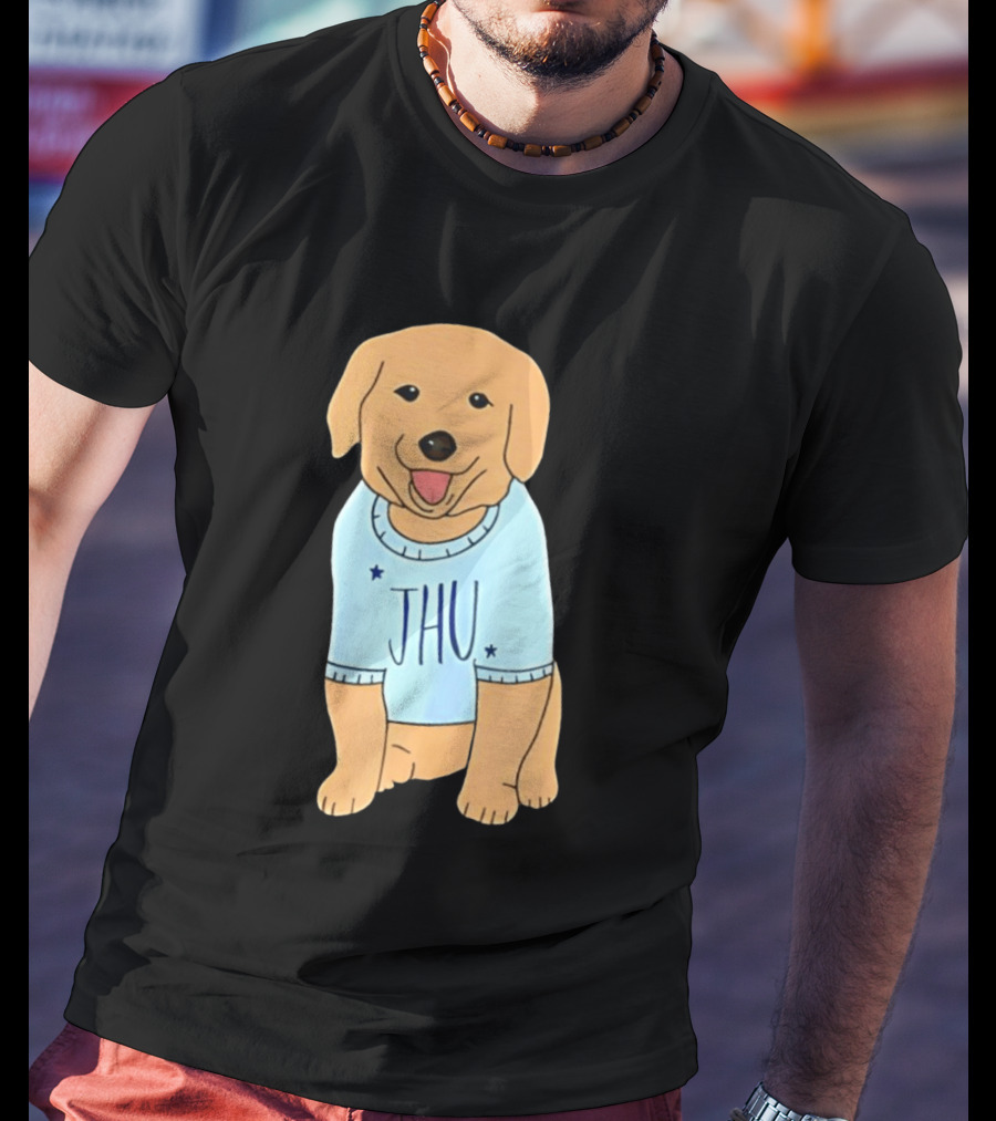 JHU Puppy In Light Blue Sweater T-Shirt