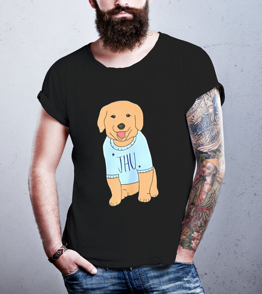 JHU Puppy In Light Blue Sweater T-Shirt