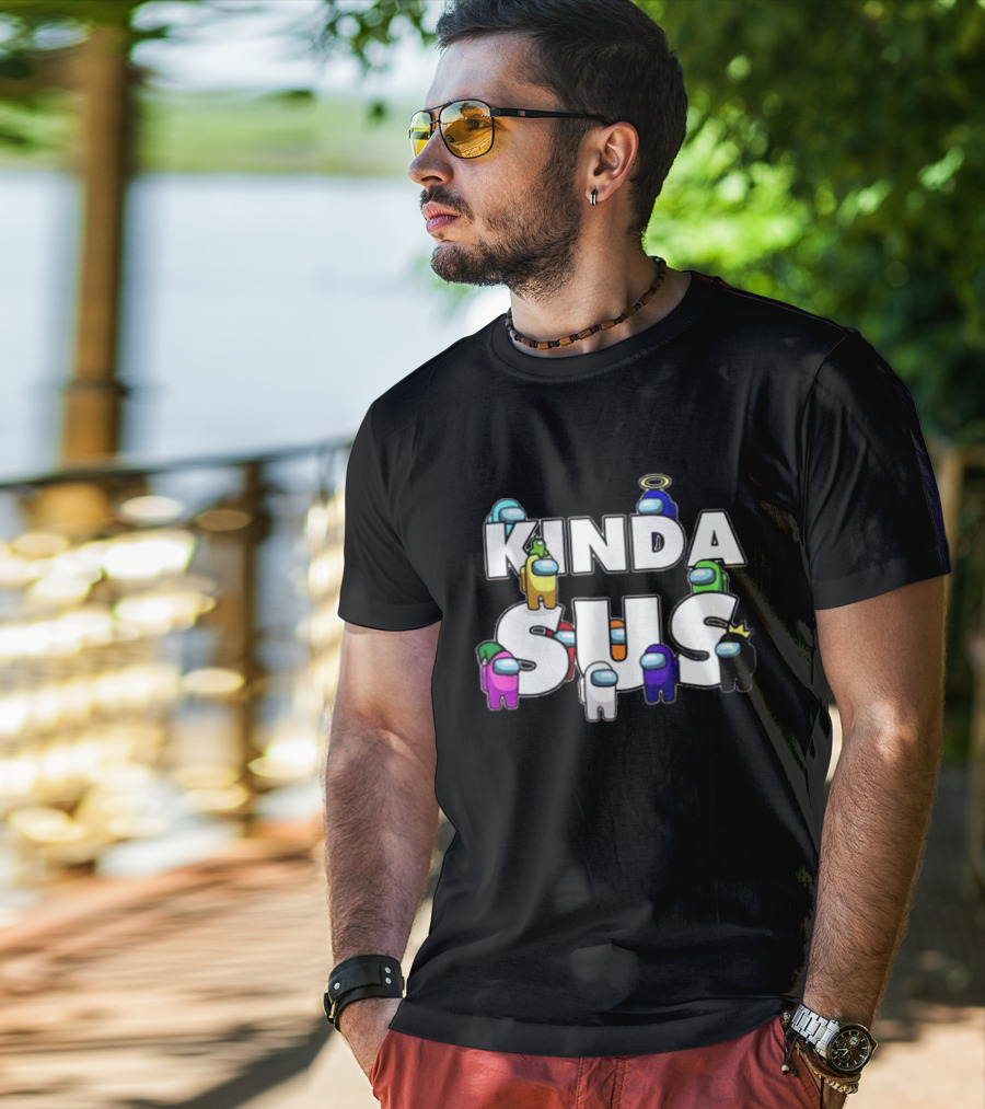 Kinda Sus Among Us Crewmates Halo Crown Funny Game Reference T-Shirt