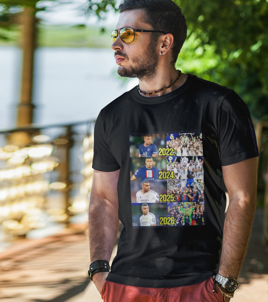 Kylian Mbappé PSG 2022 Qatar 2024 Real Madrid Emirates 2025 2026 Career Moments T-Shirt