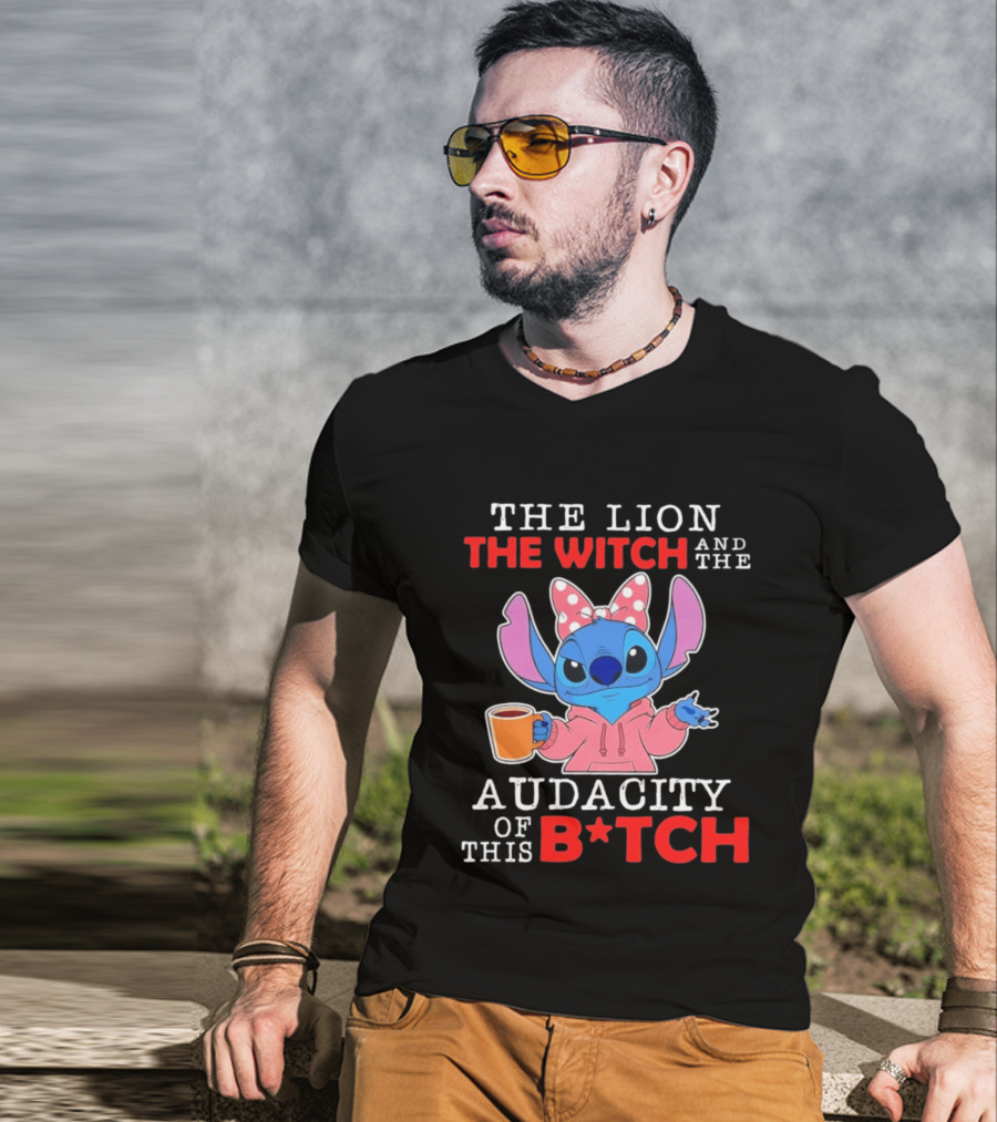 Stitch The Lion The Witch And The Audacity Of This B*tch Pink Bow Coffee T-Shirt