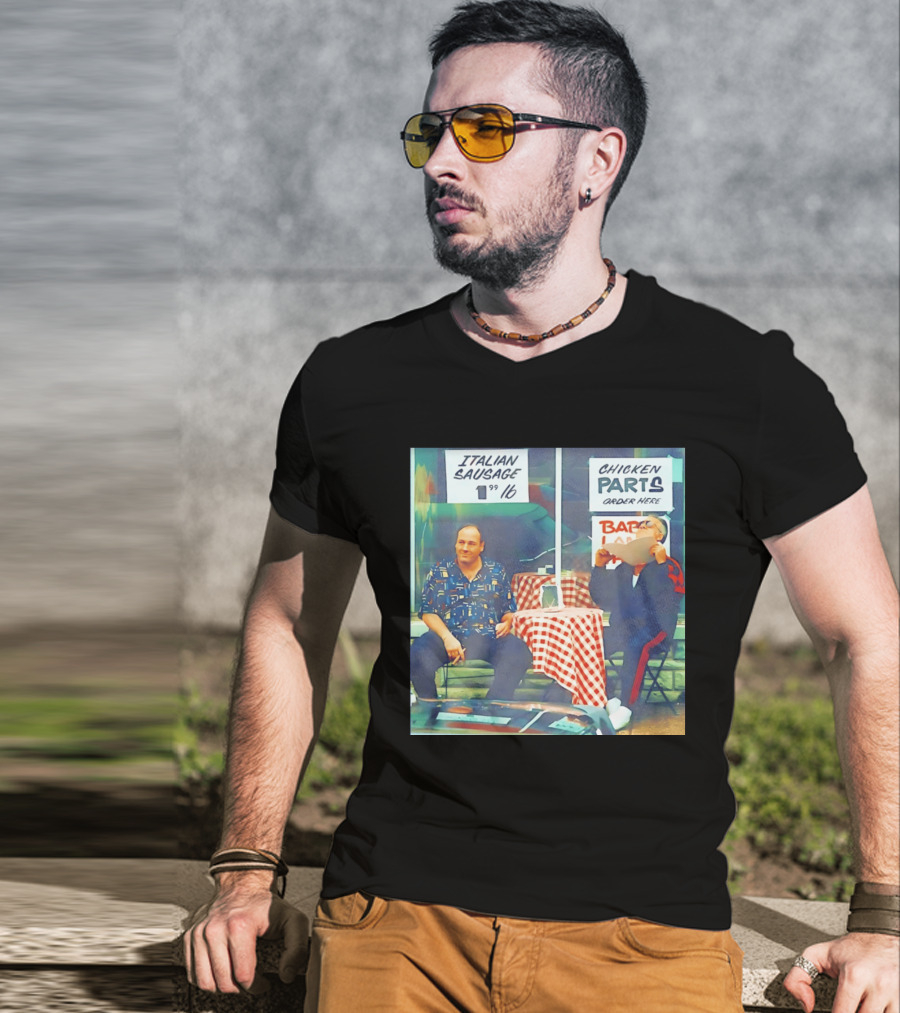 The Sopranos Tony Soprano And Paulie Gualtieri Italian Sausage Chicken Parts Scene T-Shirt