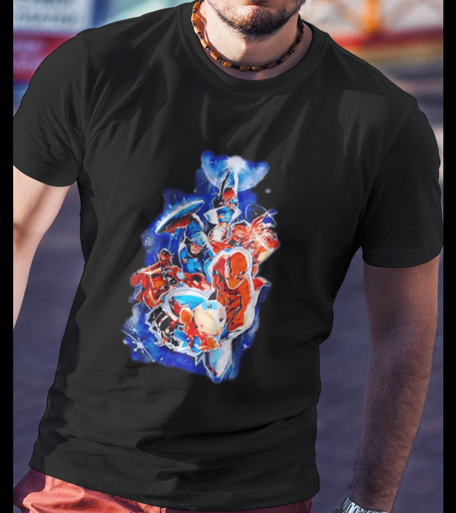 Marvel Captain America Spider Man Doctor Strange Avengers Team Mashup T-Shirt