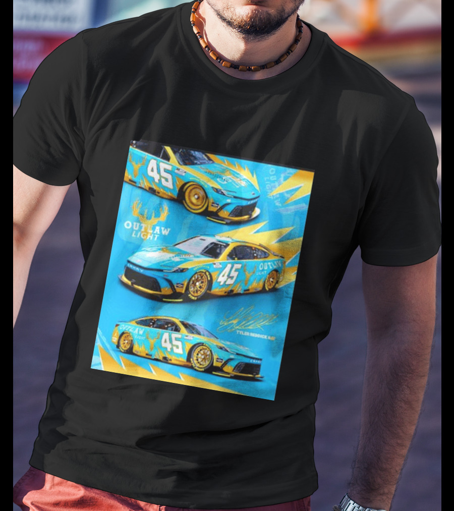 Tyler Reddick 45 Outlaw Light NASCAR Cup Series Toyota Camry Racing Car T-Shirt