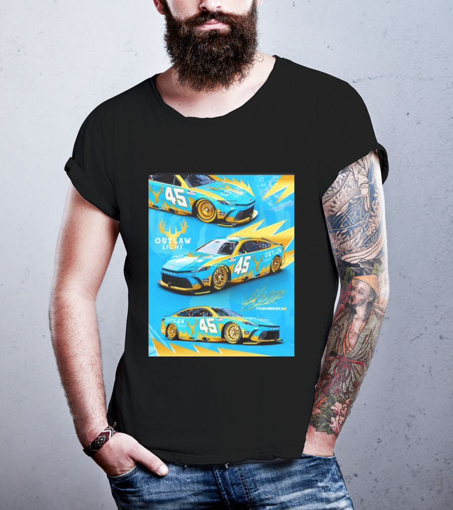 Tyler Reddick 45 Outlaw Light NASCAR Cup Series Toyota Camry Racing Car T-Shirt