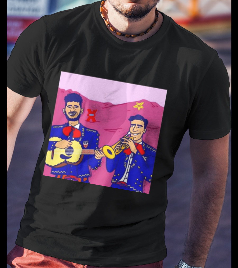 USA Mariachi Musicians Mexican Culture Guitar Trumpet Stars Mountains T-Shirt