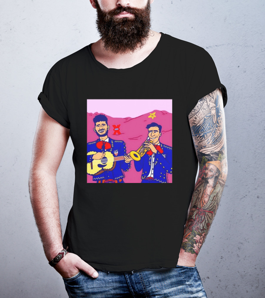 USA Mariachi Musicians Mexican Culture Guitar Trumpet Stars Mountains T-Shirt