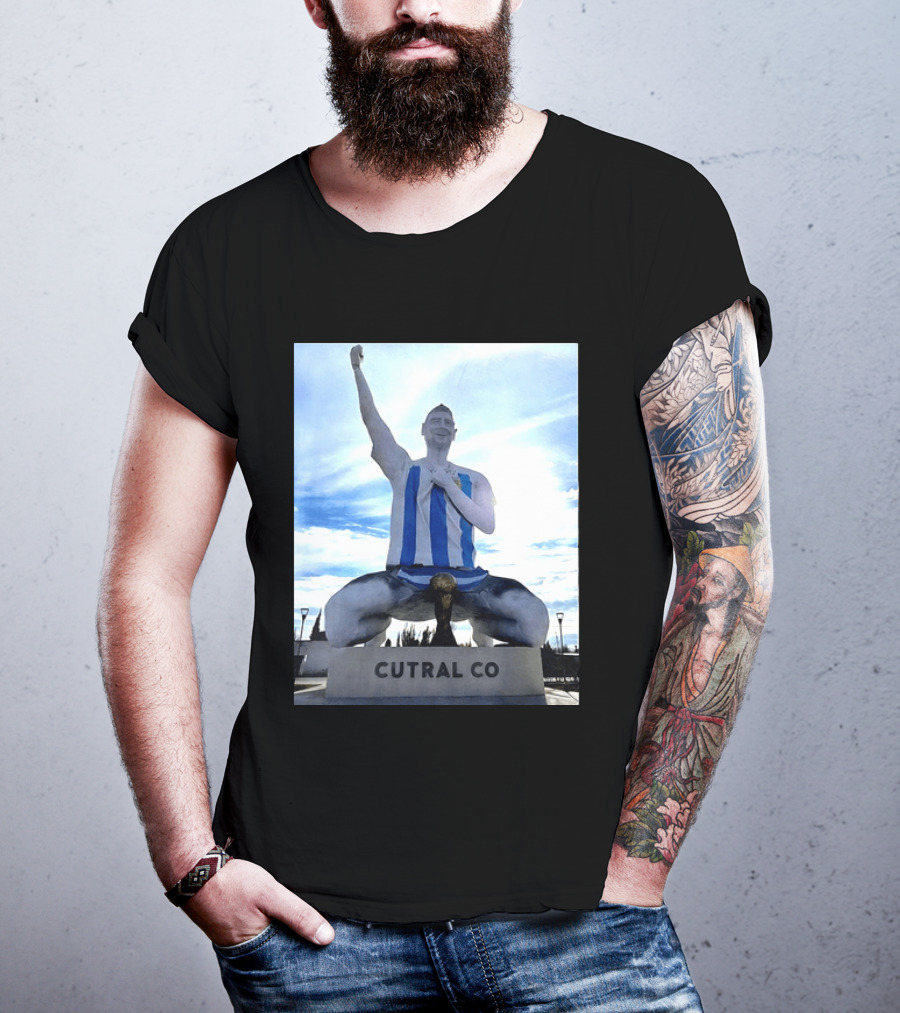 Messi Argentina Sculpture Cutral Co Legendary Statue Victory Celebration T-Shirt