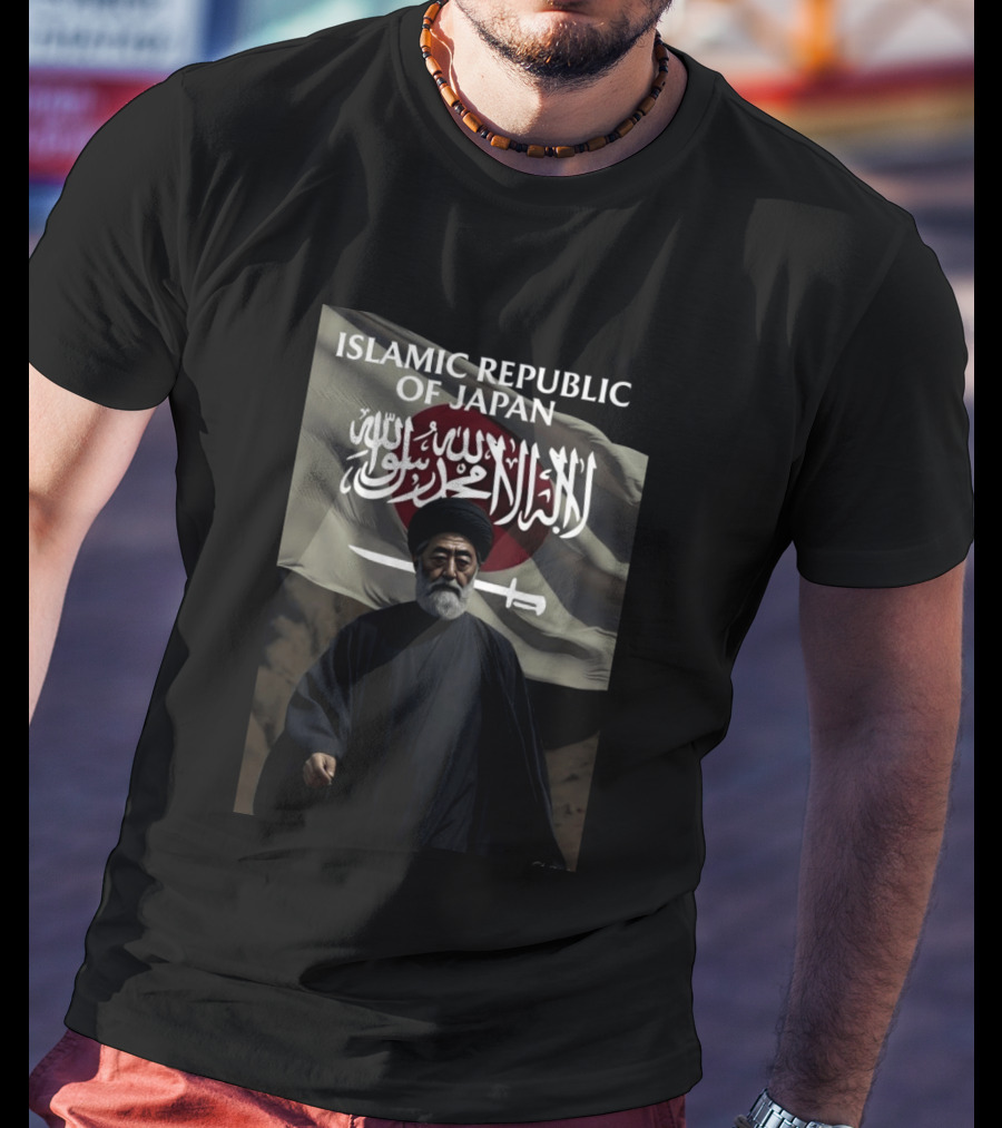 Islamic Republic Of Japan Flag And Traditional Attire With Arabic Script T-Shirt