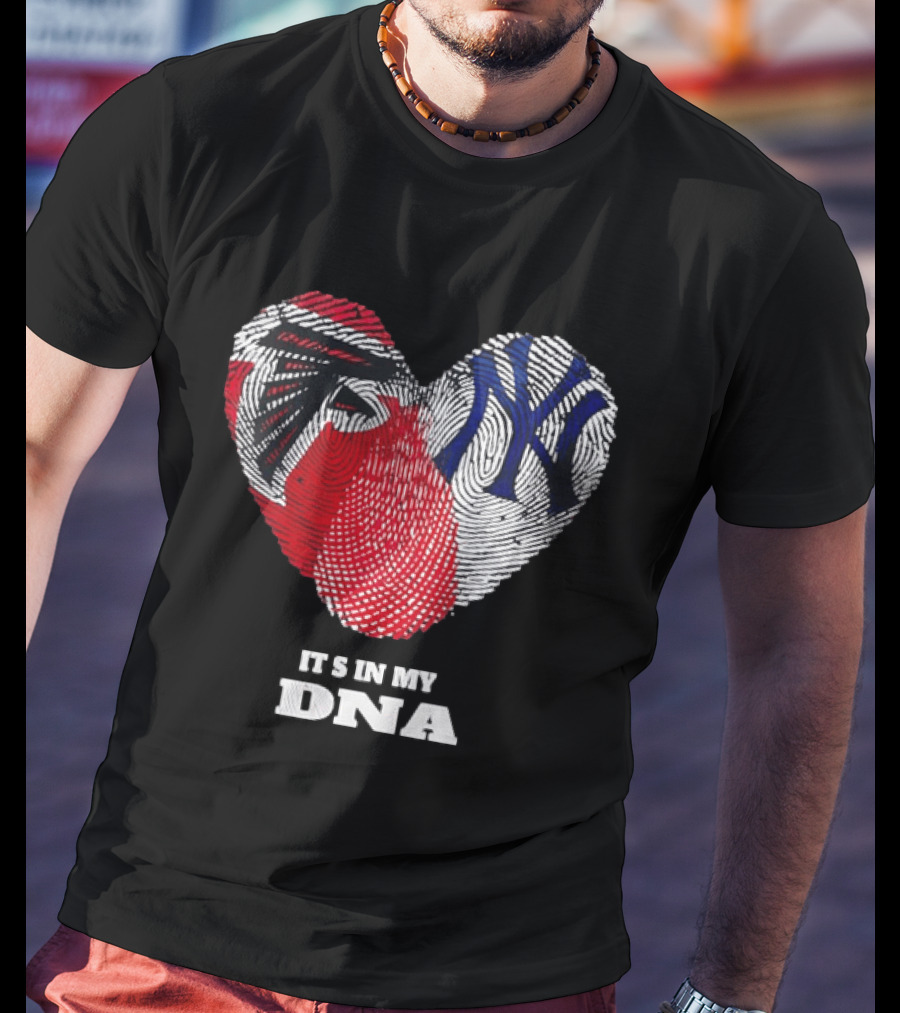 Atlanta Falcons New York Yankees It's In My DNA Fingerprint Heart T-Shirt