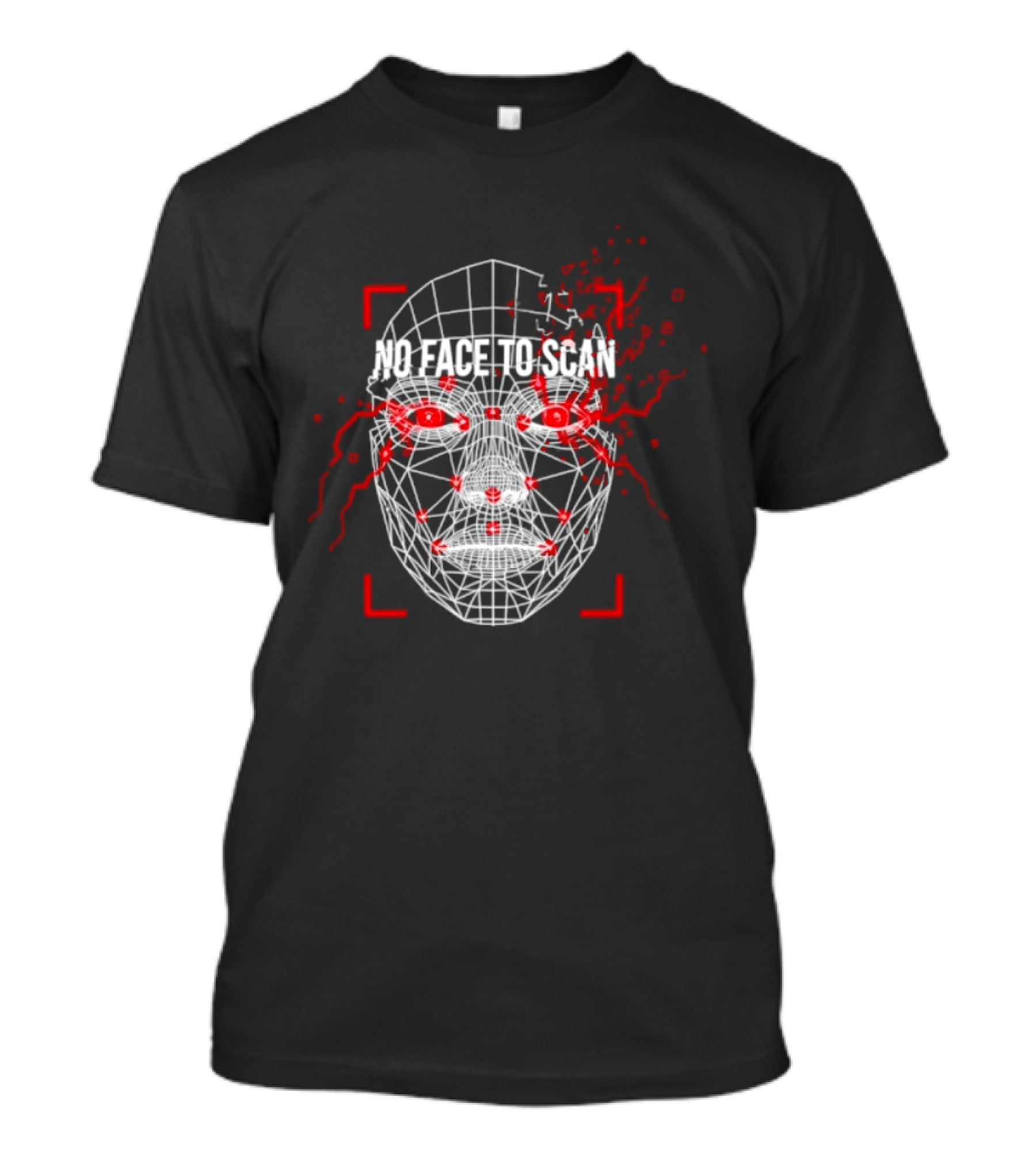 No Face To Scan Anti Surveillance 2026 Grid With Red Marks And Dots T-Shirt