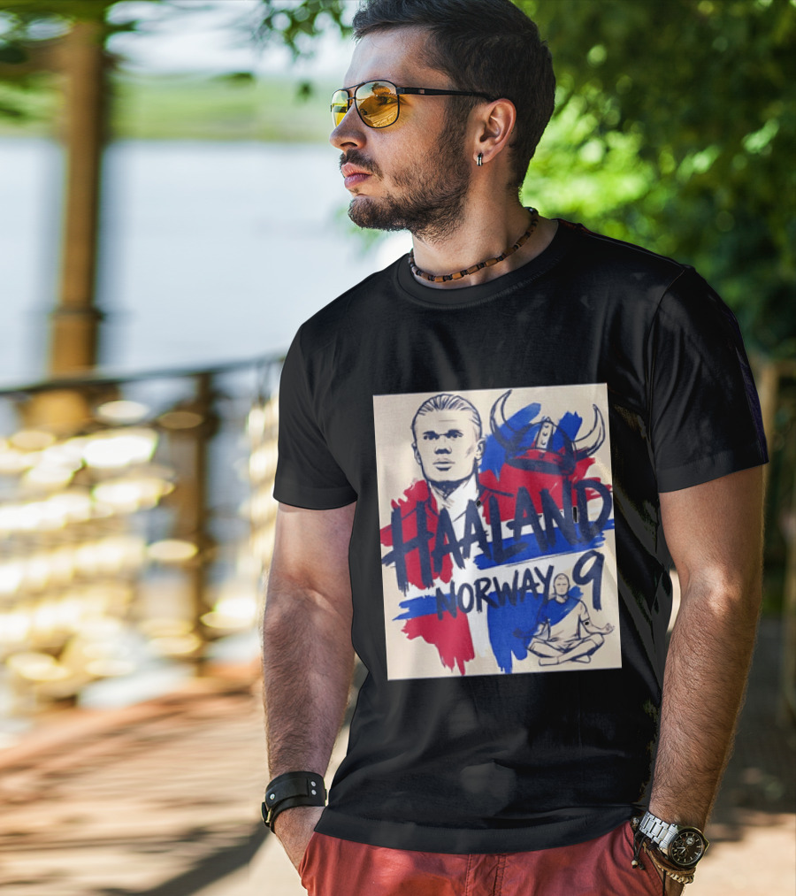 Norway Haaland Number 9 Viking Helmet Football T-Shirt