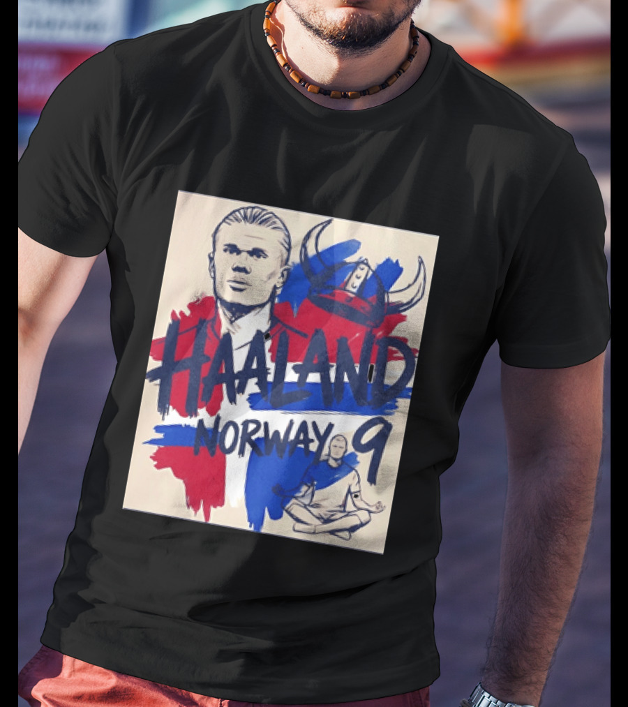 Norway Haaland Number 9 Viking Helmet Football T-Shirt
